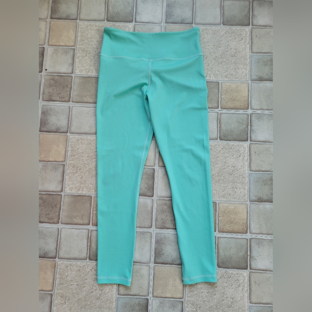 Zyia Turquoise metalic Light N Tight 7/8 Length leggings High rise Size 6-8